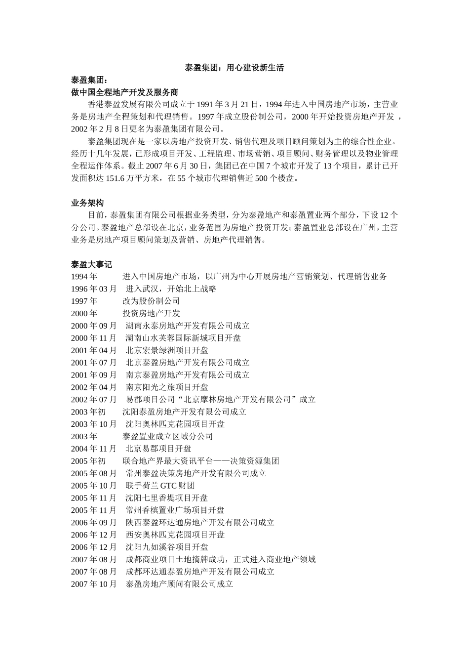 泰盈集团及常州项目信息介绍_第1页