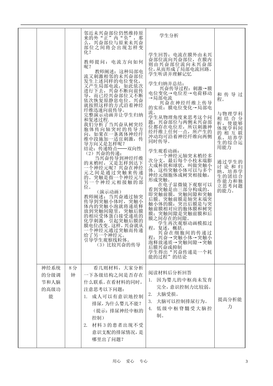 高中生物《通过神经系统的调节》教案8-新人教版必修3_第3页