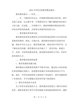 2024年回头看教育整改报告