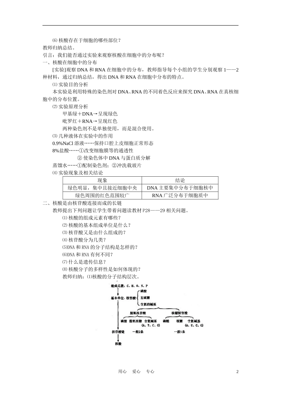 高中生物《核酸的结构和功能》教案3-中图版必修1_第2页
