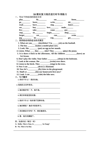 5B期末复习现在进行时专项练习