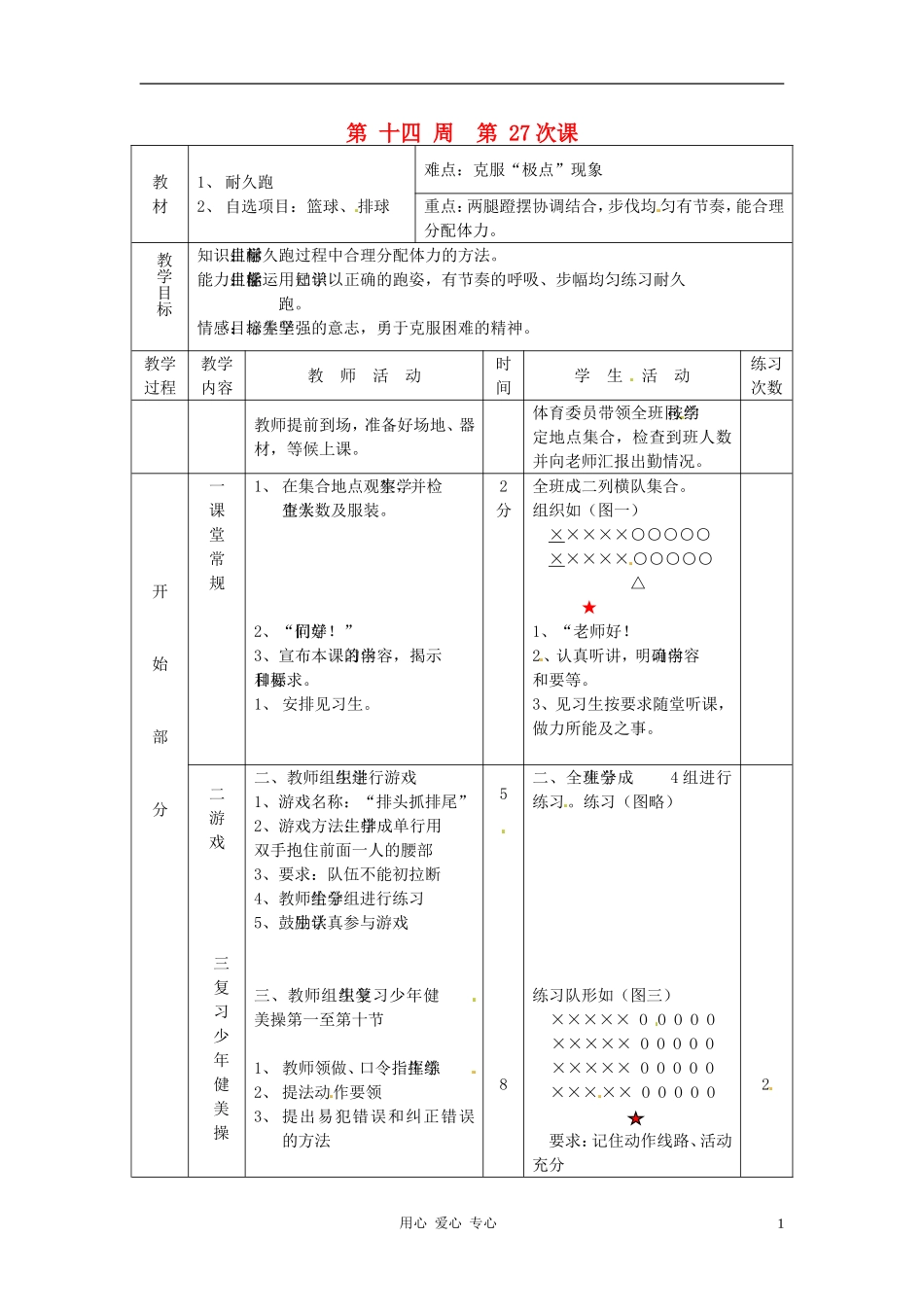 江苏省徐州市第二十二中学八年级体育-第27次课教案_第1页