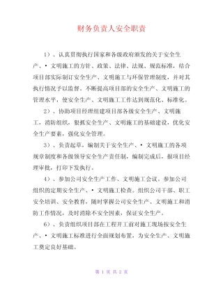 财务负责人安全职责 