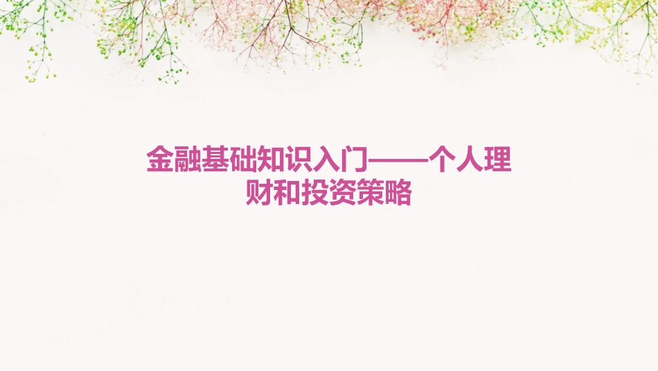 金融基础知识入门——个人理财和投资策略_第1页