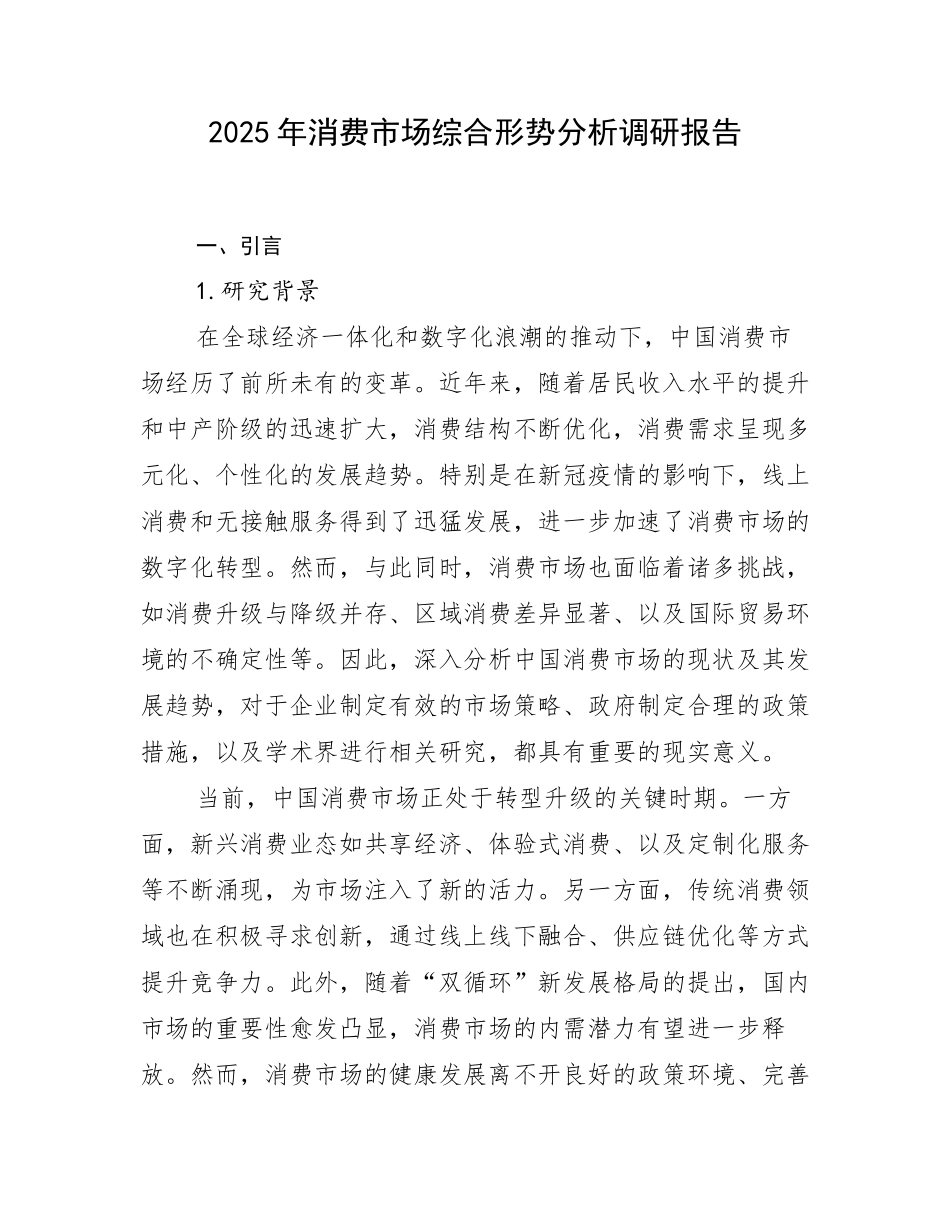 2025年消费市场综合形势分析调研报告_第1页