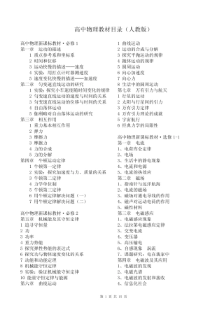 高中物理教材目录(人教版) 