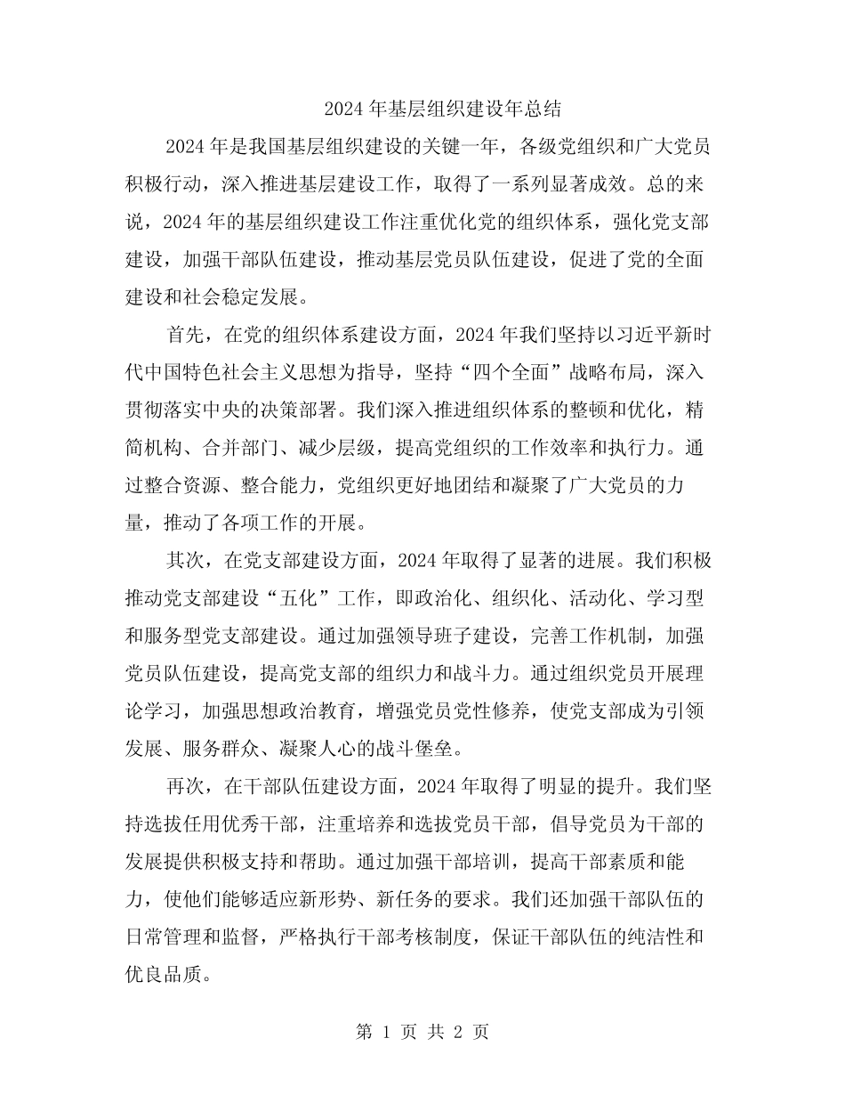 2024年基层组织建设年总结_第1页