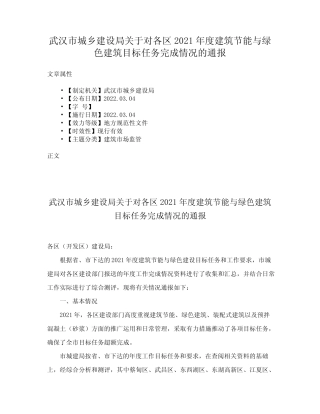 各区2021年度建筑节能与绿色建筑目标任务完成情况的通报 
