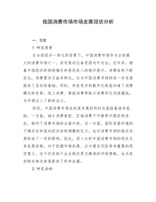 我国消费市场市场发展现状分析