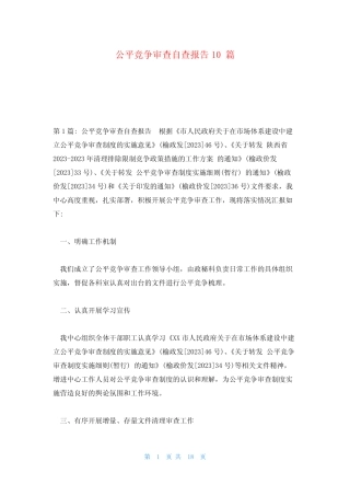 公平竞争审查自查报告10