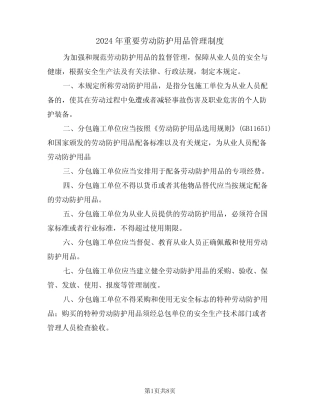 2024年重要劳动防护用品管理制度(三) 