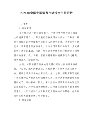 2024年全国中国消费市场综合形势分析