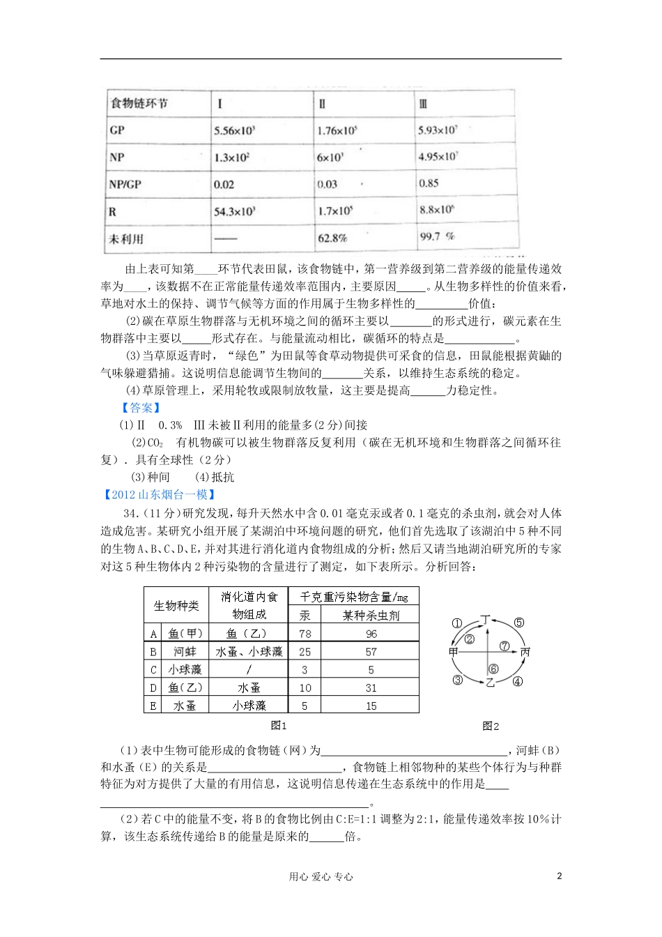 山东省2012年高考生物-各地市最新试题分类汇编20-种群、群落与生态系统(非选择题部分)_第2页