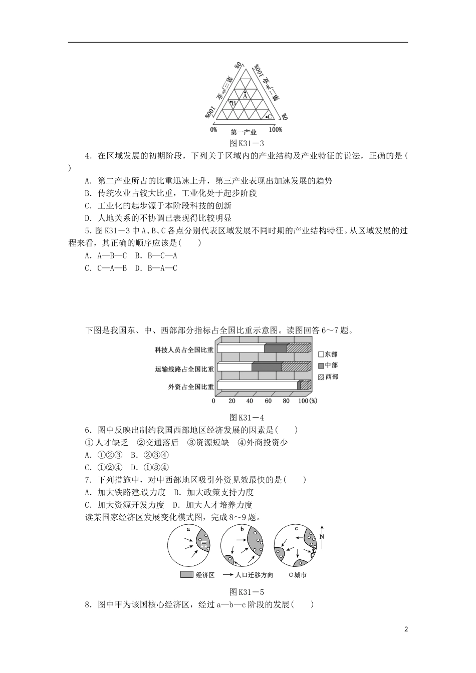 2014高考地理一轮-第31讲-区域发展阶段与人类活动课时专练-鲁教版_第2页
