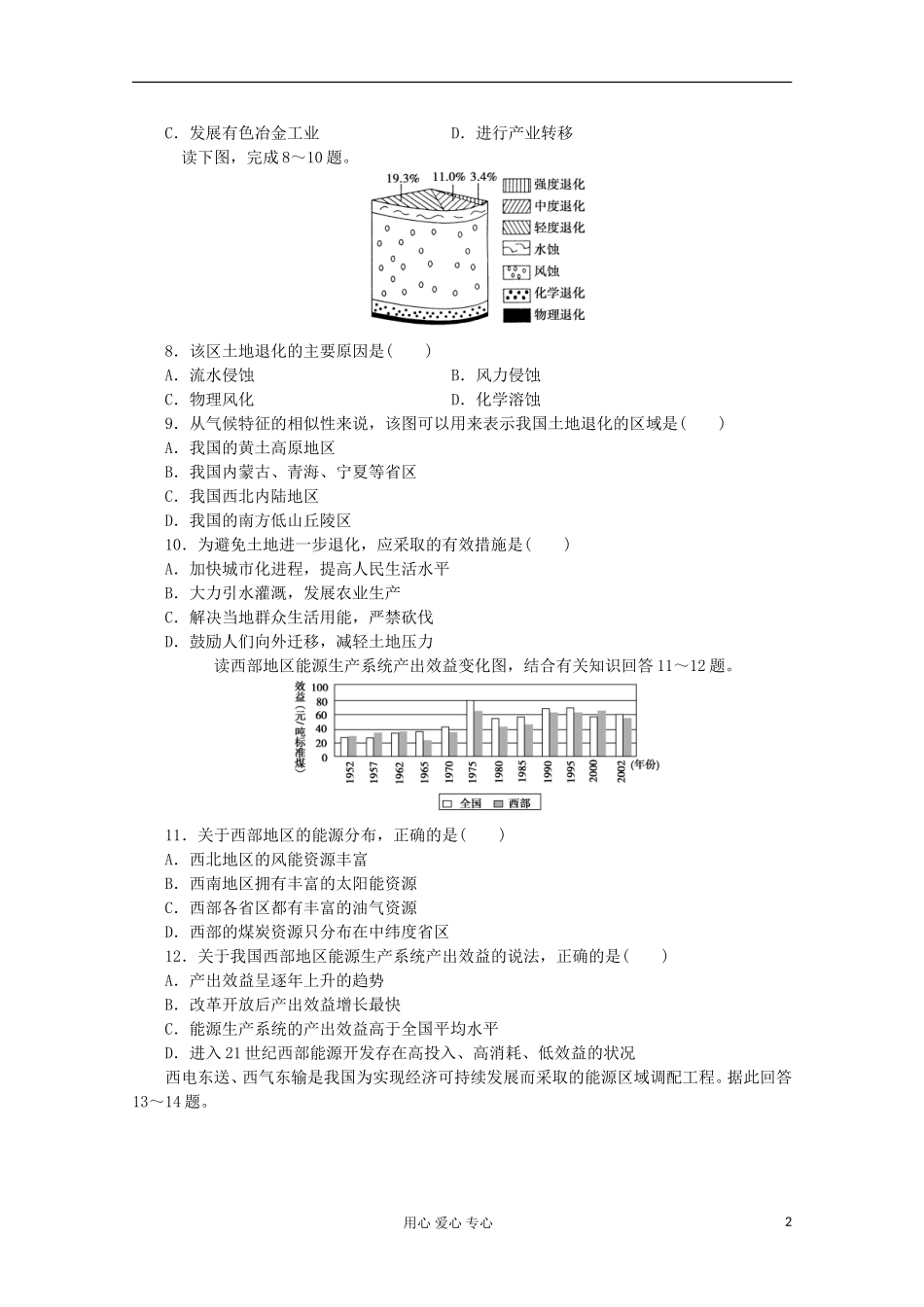 山东省2012届高三地理-单元测试11《区域资源、环境与可持续发展》鲁教版_第2页
