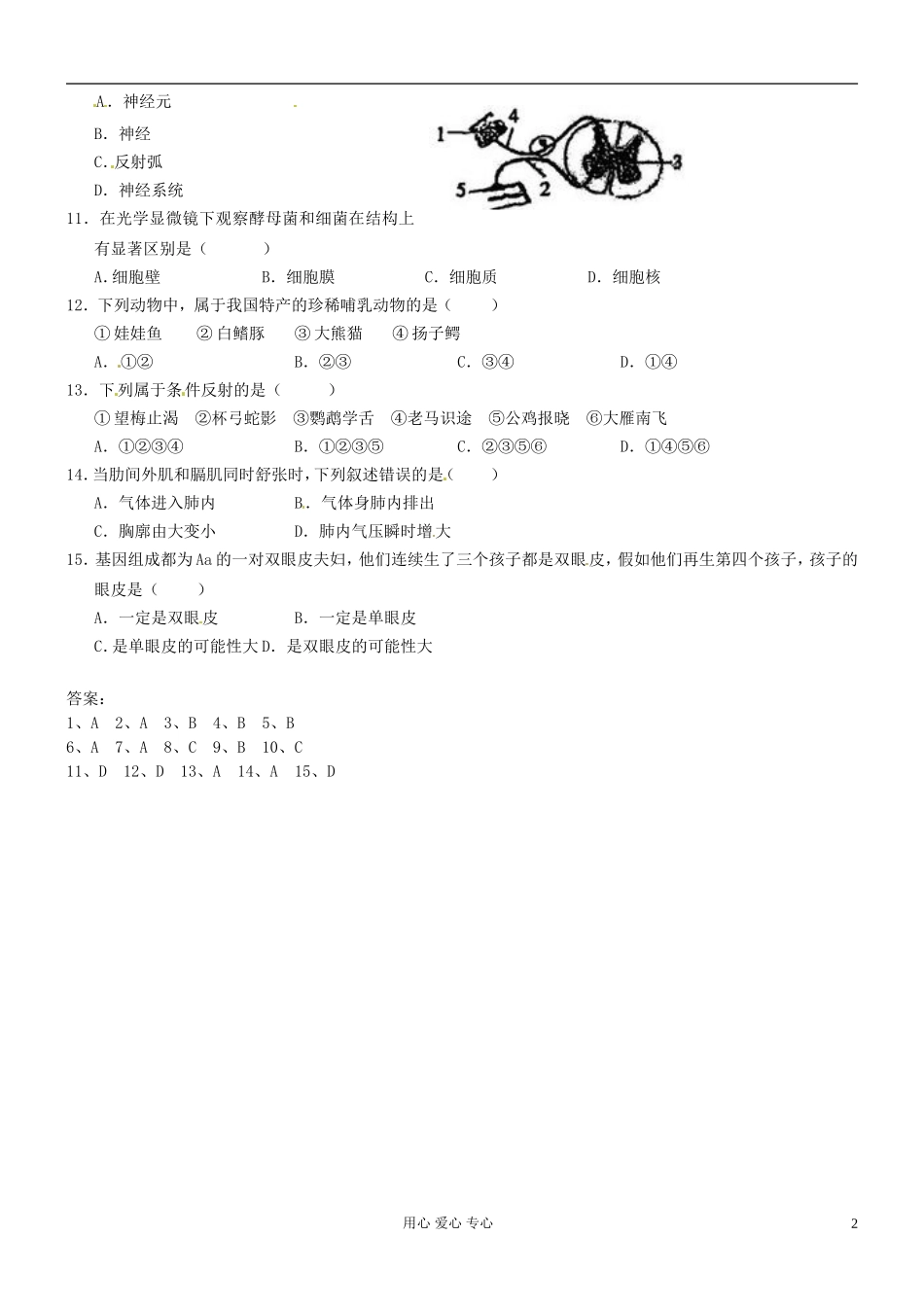 四川省仁寿县联谊学校2012届九年级生物下学期第一次调考试题-人教新课标版_第2页
