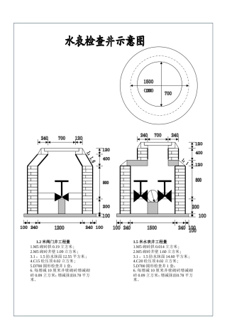 给水检查井示意图及工程量