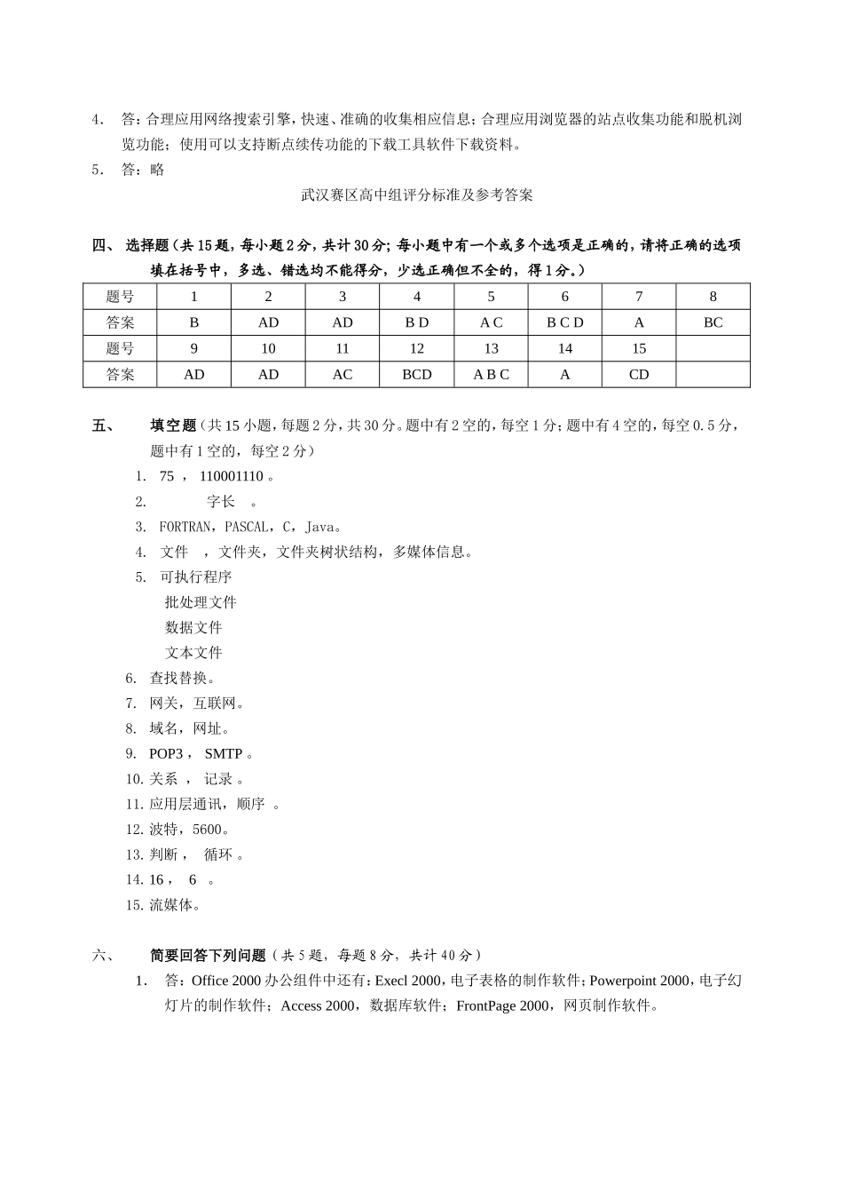 全国中小学信息技术创新与实践活动信息技术知识竞赛_第2页
