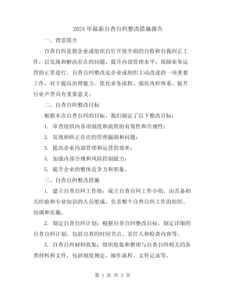 2024年最新自查自纠整改措施报告