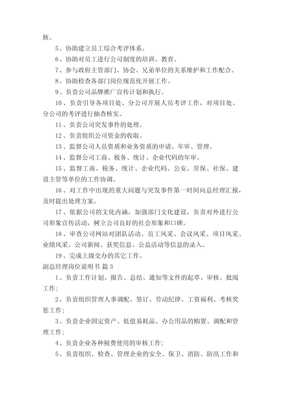 副总经理岗位说明书(精选14) _第2页
