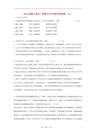 2012届高三语文一轮复习-45分钟专项训练(九)