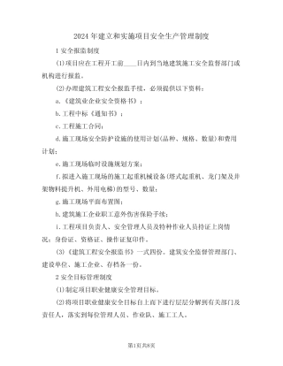2024年建立和实施项目安全生产管理制度(三) 