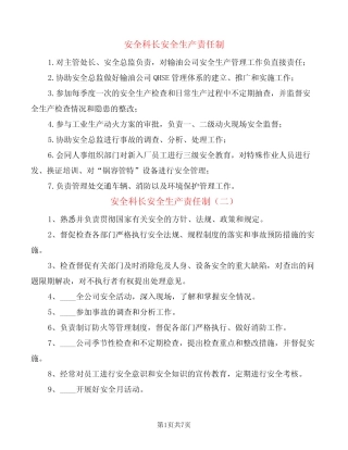 安全科长安全生产责任制(6) 