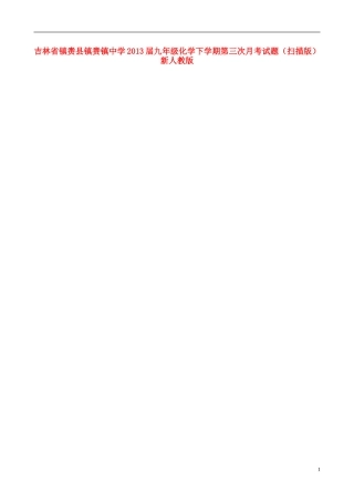 吉林省镇赉县镇赉镇中学2013届九年级化学下学期第三次月考试题(扫描版)-新人教版