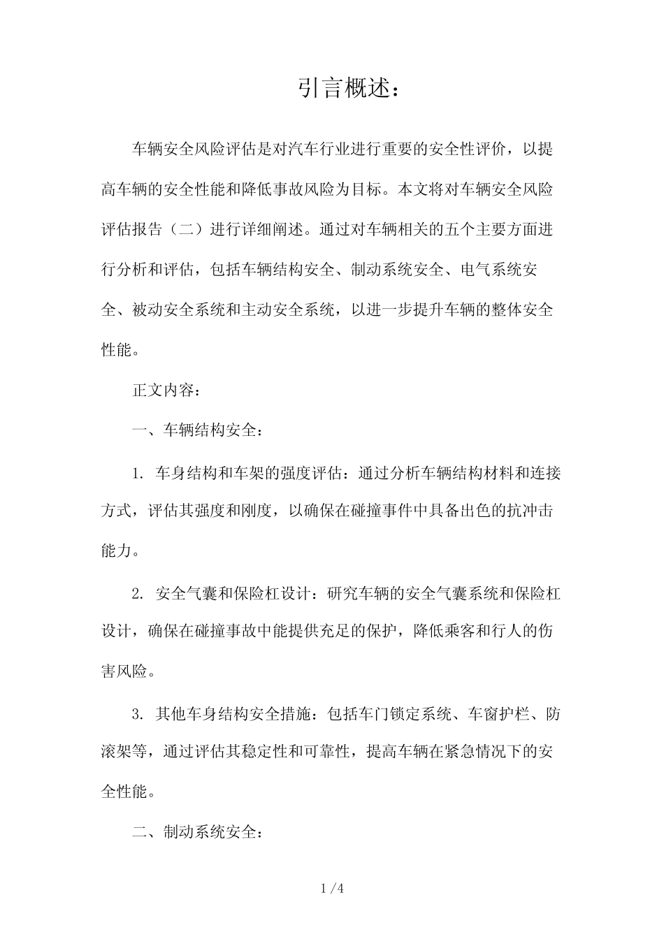 车辆安全风险评估报告2024 _第1页