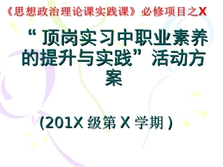 顶岗实习中职业素养的提升与实践活动方案定稿