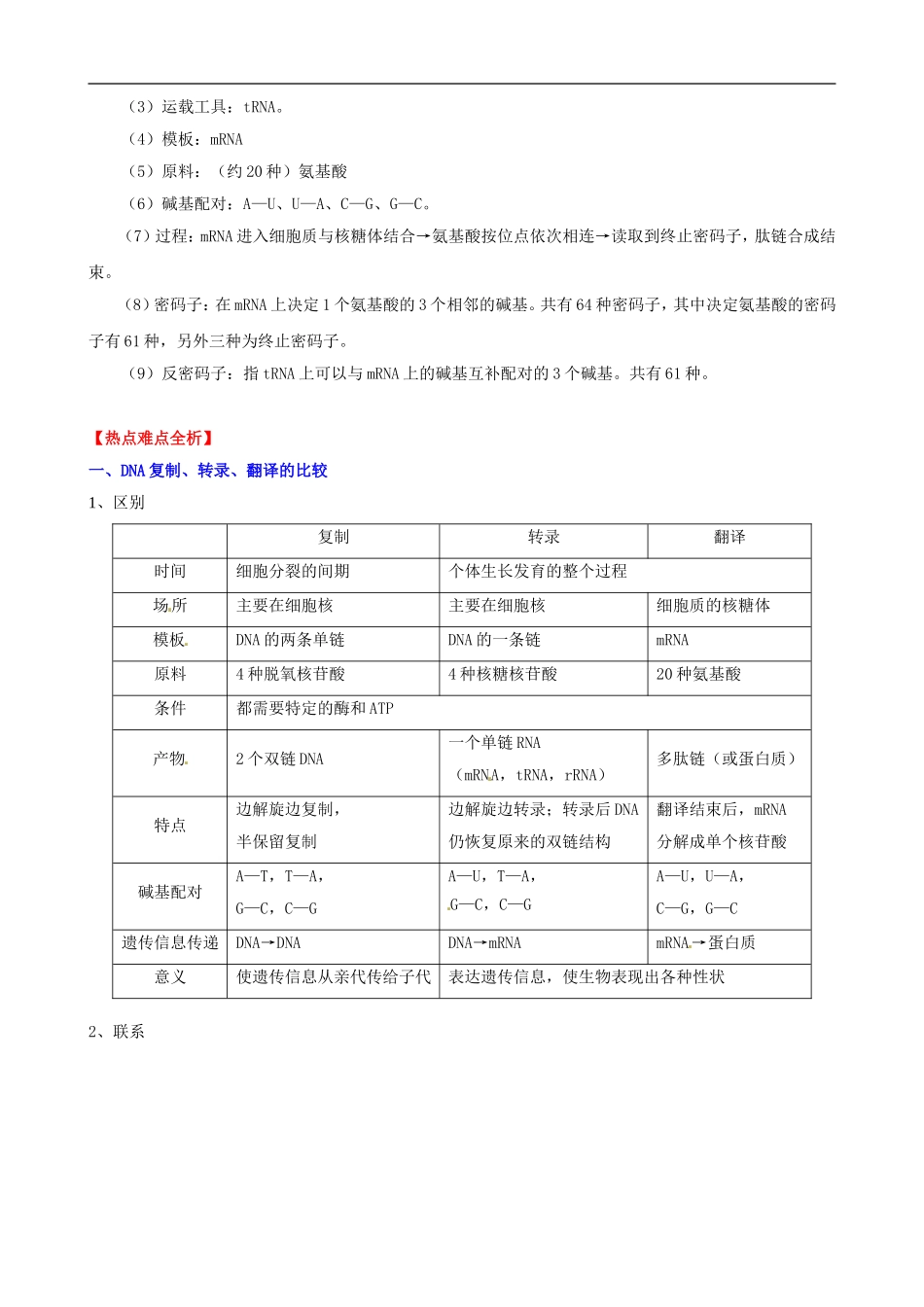 (考纲全景透析)2014届高考生物-4.1-基因指导蛋白质的合成基础复习-新人教版必修2_第2页