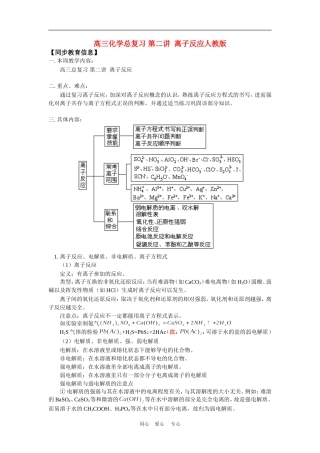 高三化学总复习-第二讲--离子反应人教版知识精讲