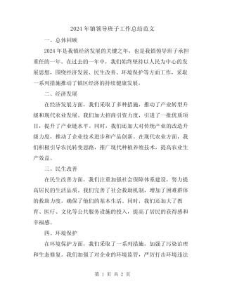 2024年镇领导班子工作总结范文