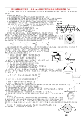 四川省攀枝花市第十二中学2013届高三物理-第四轮强化训练试题(1)