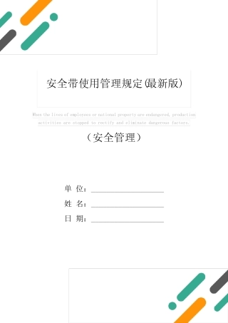 安全带使用管理规定(最新版) 