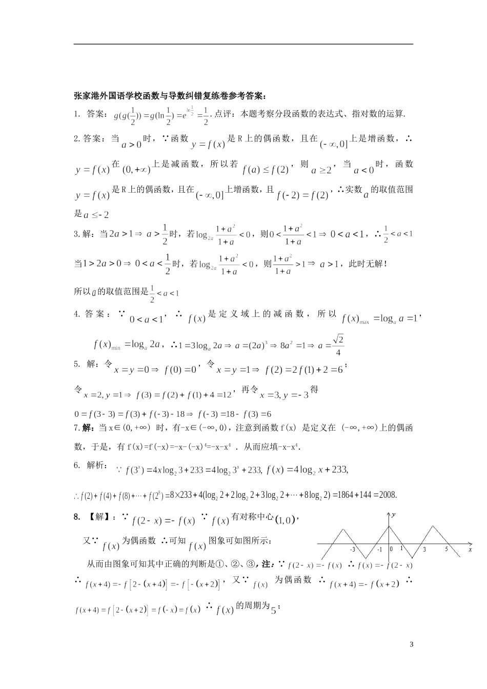 江苏省张家港市2013年高中数学-函数与导数纠错复练卷_第3页