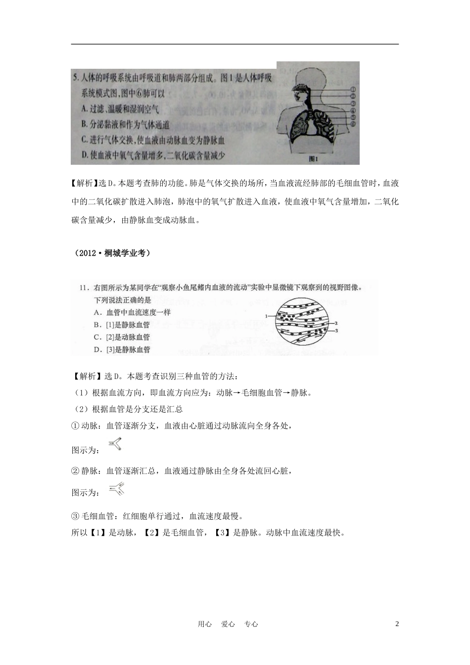2012年全国各地中考生物试题分类细解汇编—-人体的新陈代谢(图文表结合题)_第2页