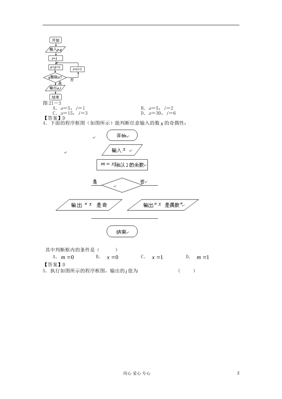 山西省2013高考数学一轮单元复习测试-算法初步-新人教A版_第2页