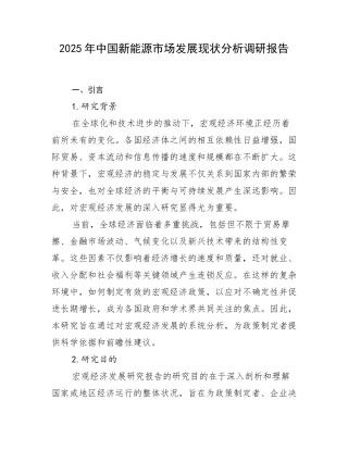 2025年中国新能源市场发展现状分析调研报告