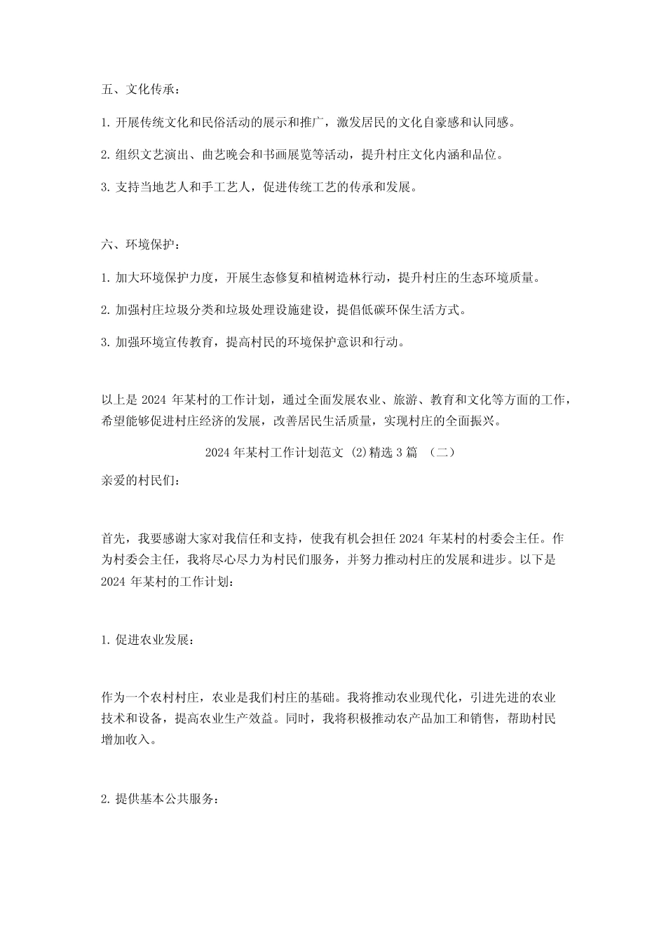 2024年某村工作计划范文3_第2页
