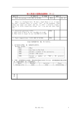 北京市海淀区九年级英语口试模拟试题(12)