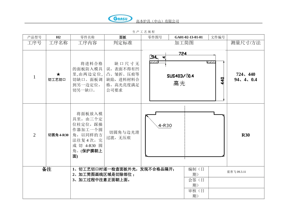 炉具五金面板加工工艺流程_第1页
