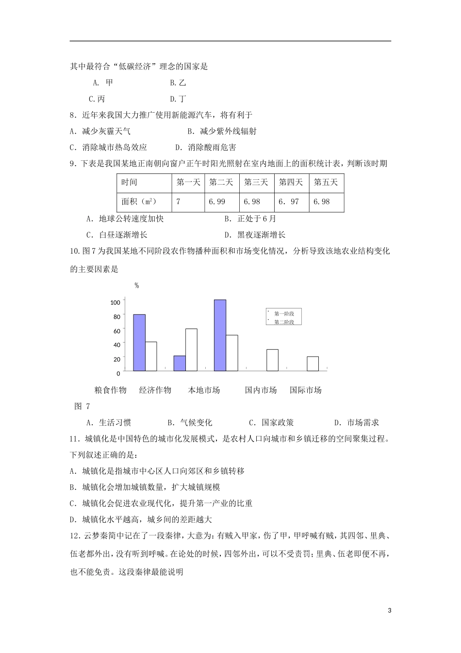 广东省深圳市2013届高三文综第二次调研考试试题(深圳二模)_第3页
