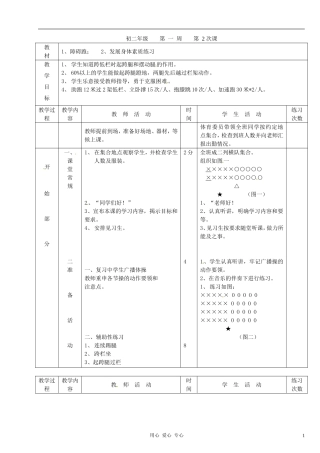 江苏省徐州市第二十二中学八年级体育-第2次课教案