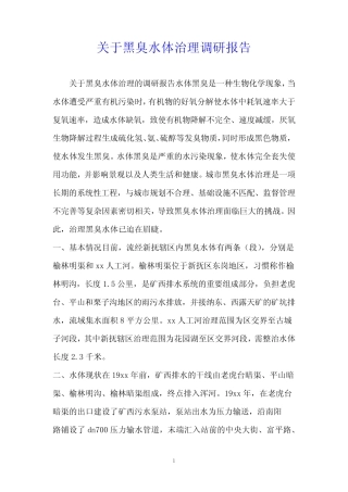 关于黑臭水体治理调研报告 