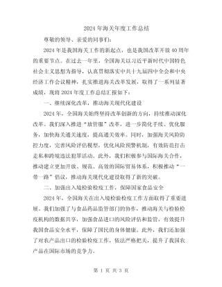 2024年海关年度工作总结 
