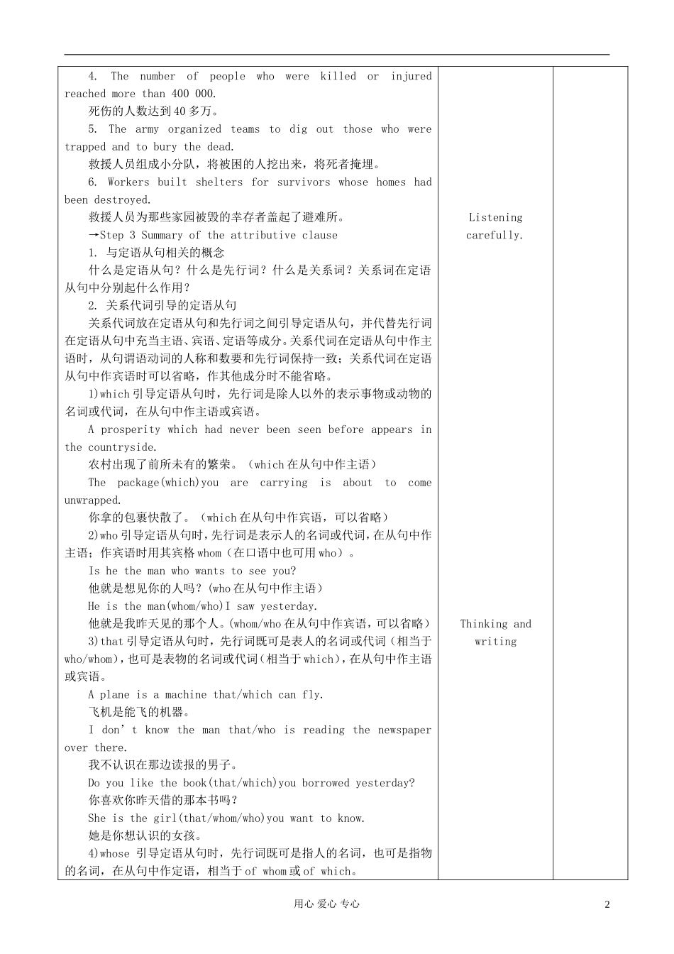 山东省2012高中英语-Unit4-Earthquakes六教案-新人教版必修1_第2页