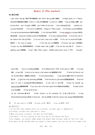 山东省高密市八年级英语-Module-12《The-weather》学案(无答案)