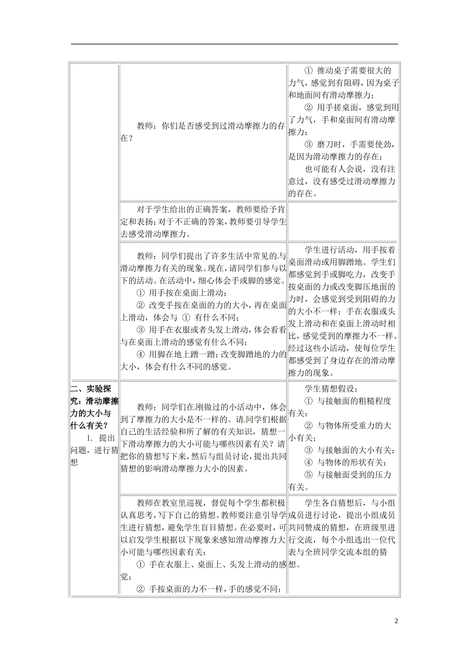 河北省承德县三沟初级中学八年级物理下册-五、摩擦力教案-教科版_第2页