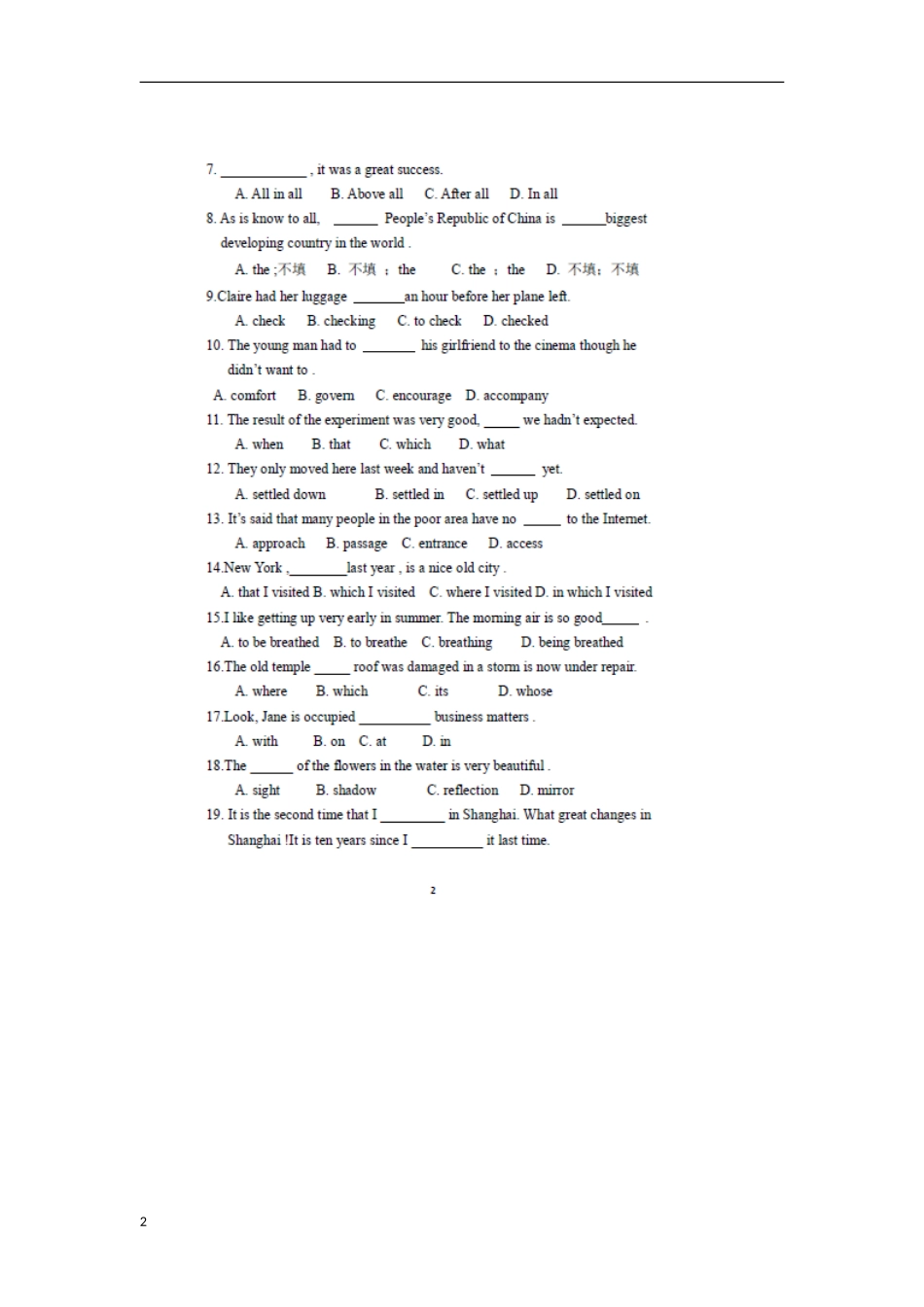 陕西省扶风县2011-2012学年高二英语下学期期中试题(扫描版-无答案)新人教版_第2页